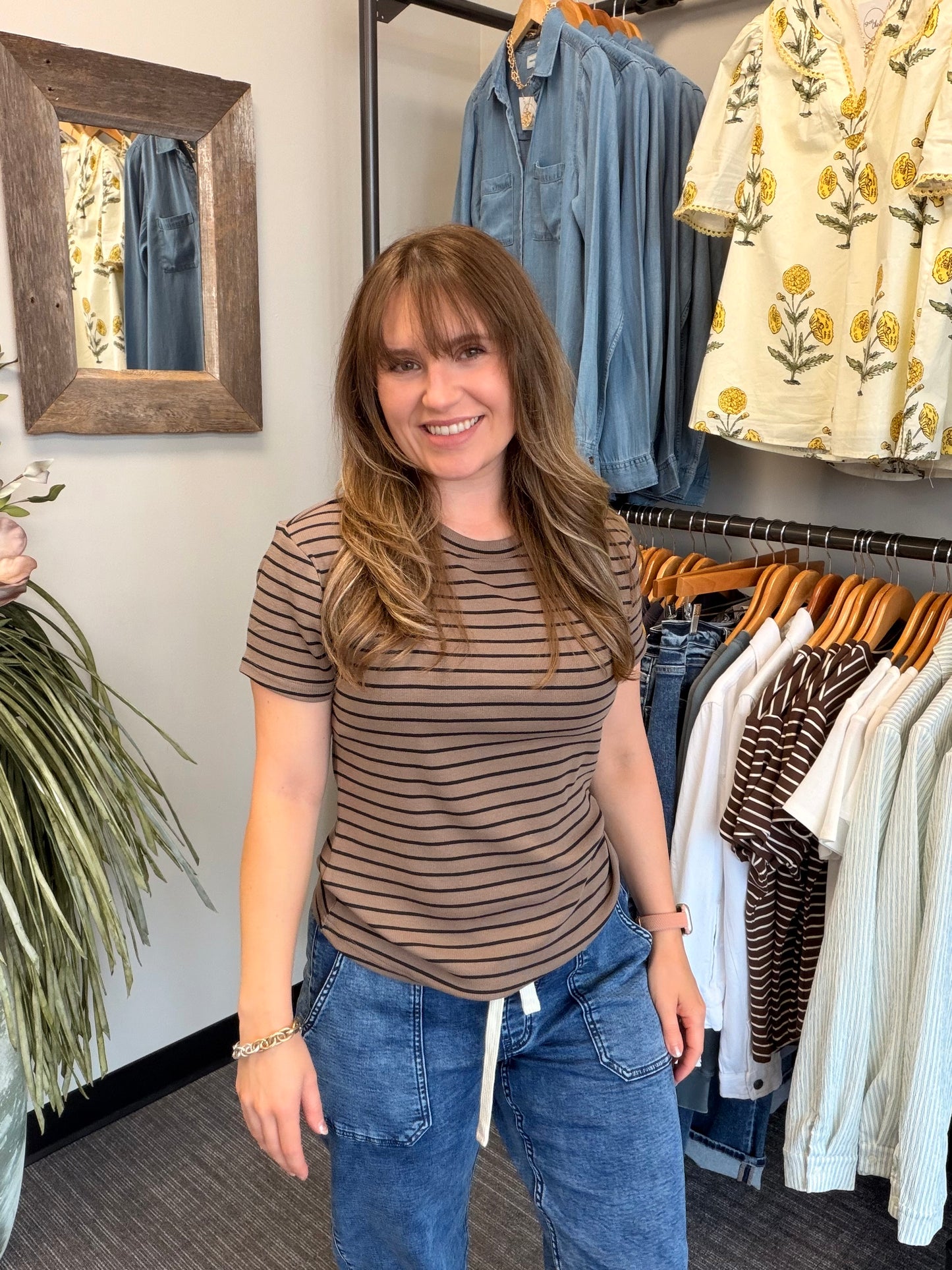 Annie Ribbed Tee (Latte)