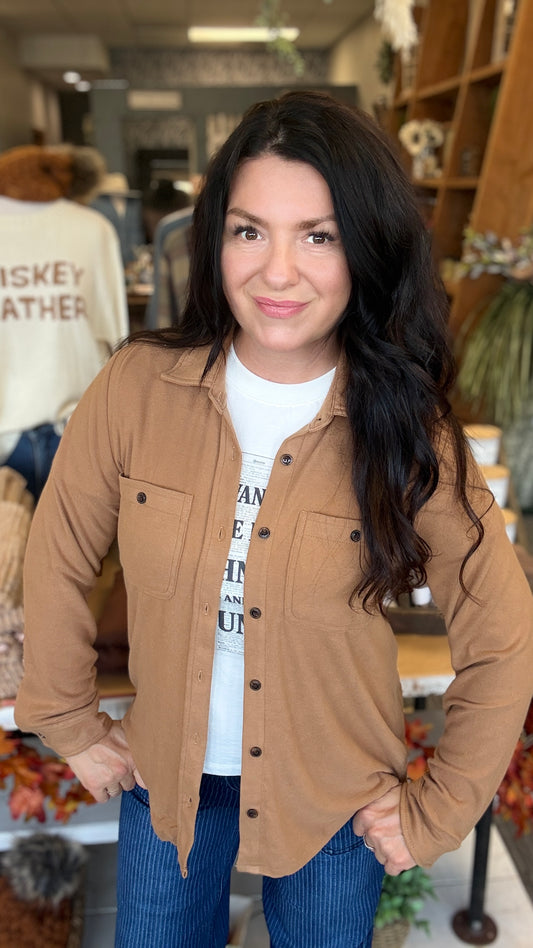 Dark Tan Button Up