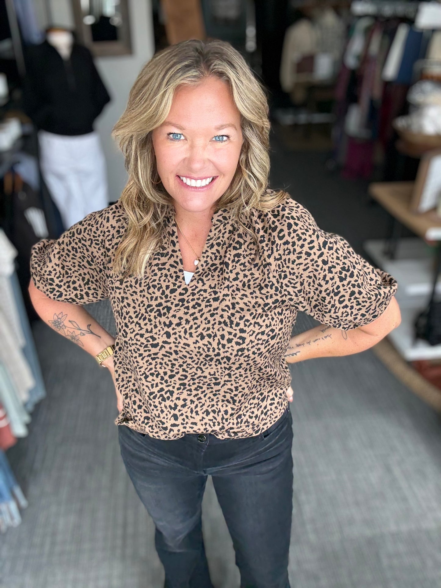 Leo animal print blouse