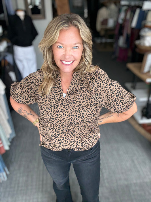 Leo animal print blouse