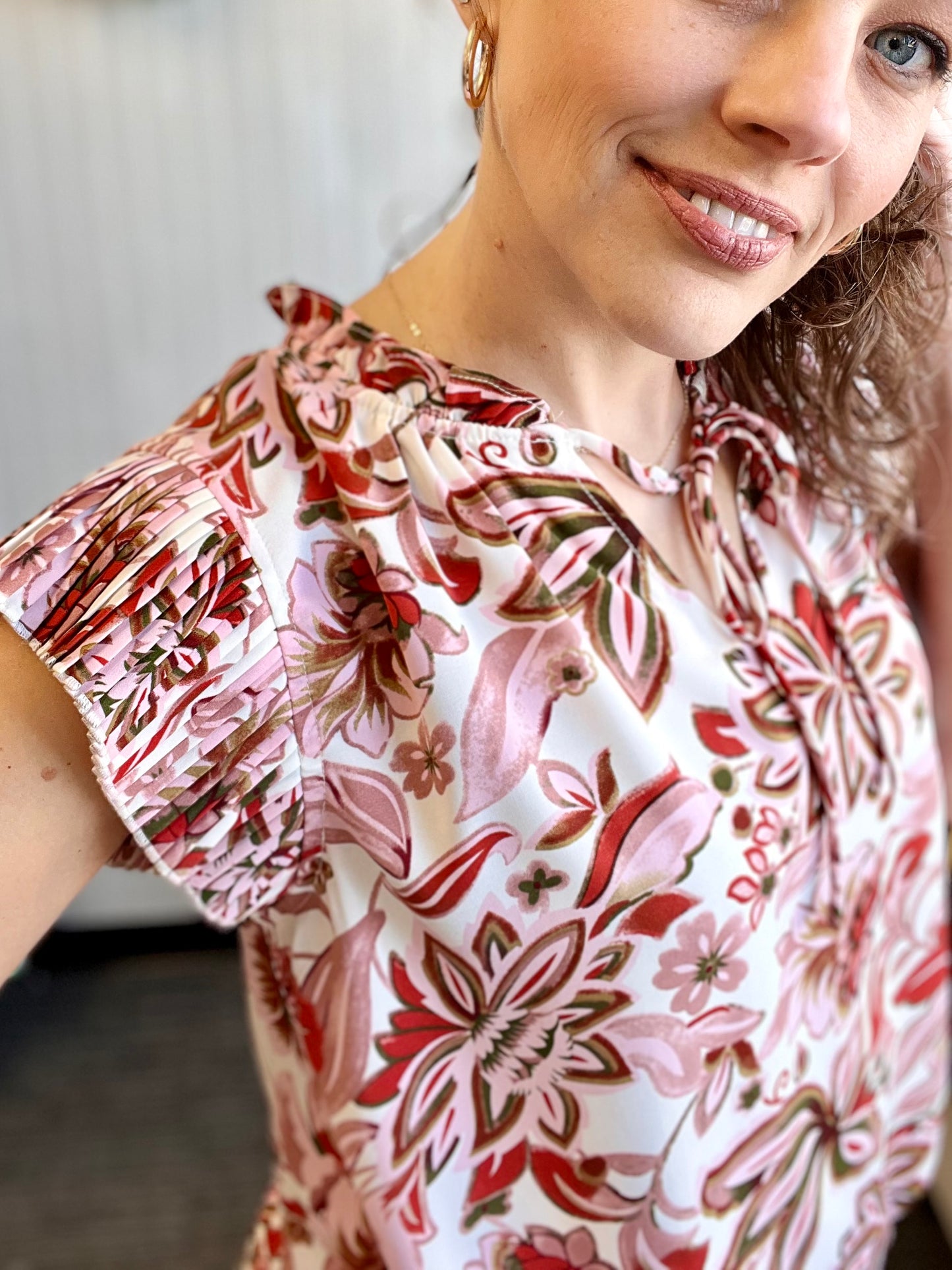 Shelby Pink/Red Floral Blouse