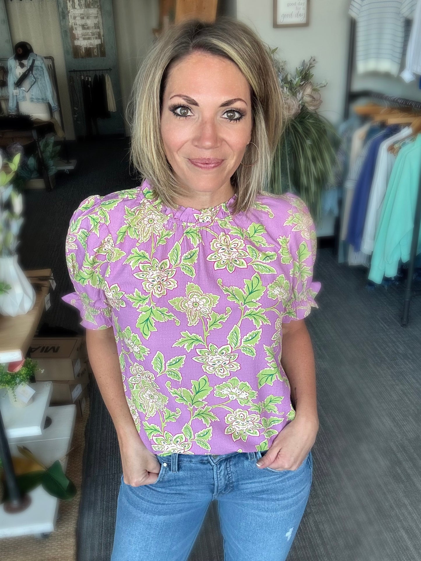 Lavender Floral Blouse
