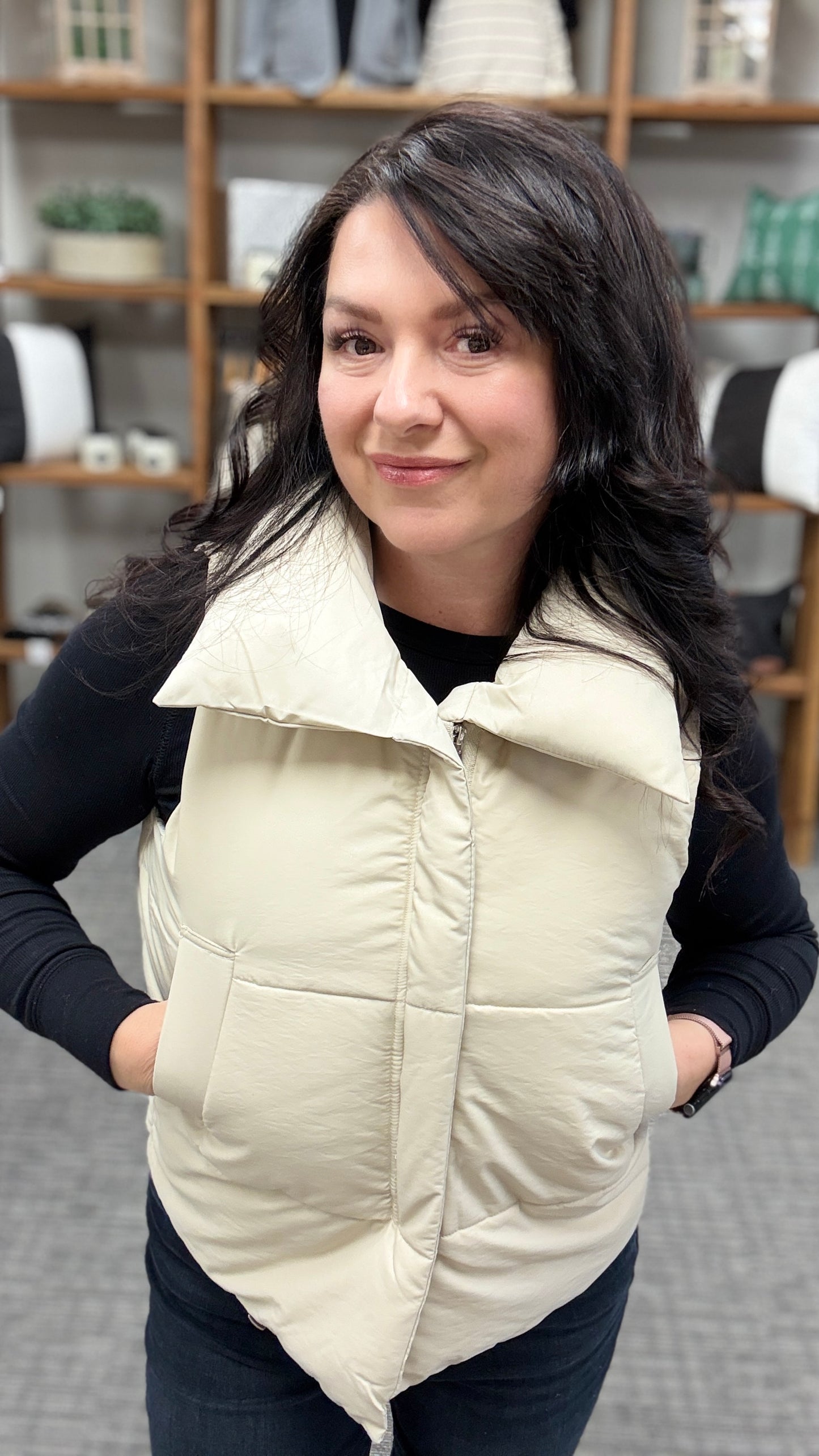 Beige Puffer Vest