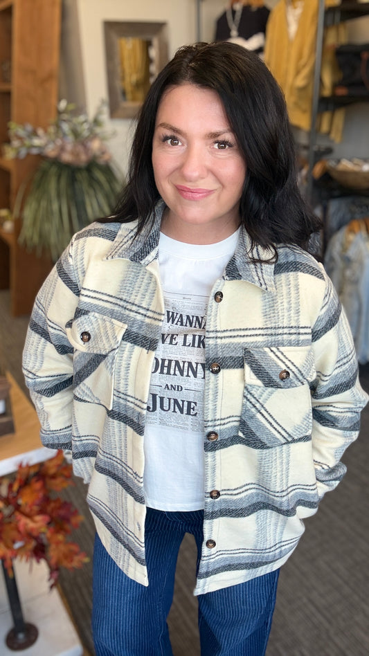 Cream Grey Plaid Jacket