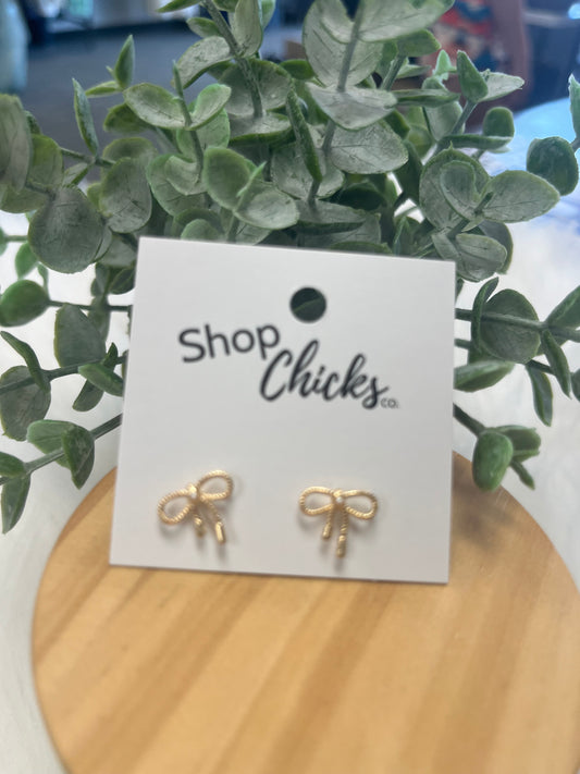 Mini Bow Gold Stud Earrings