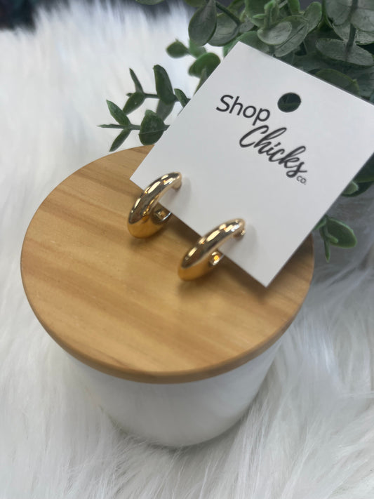 Small Oval Huggie Gold Hoop