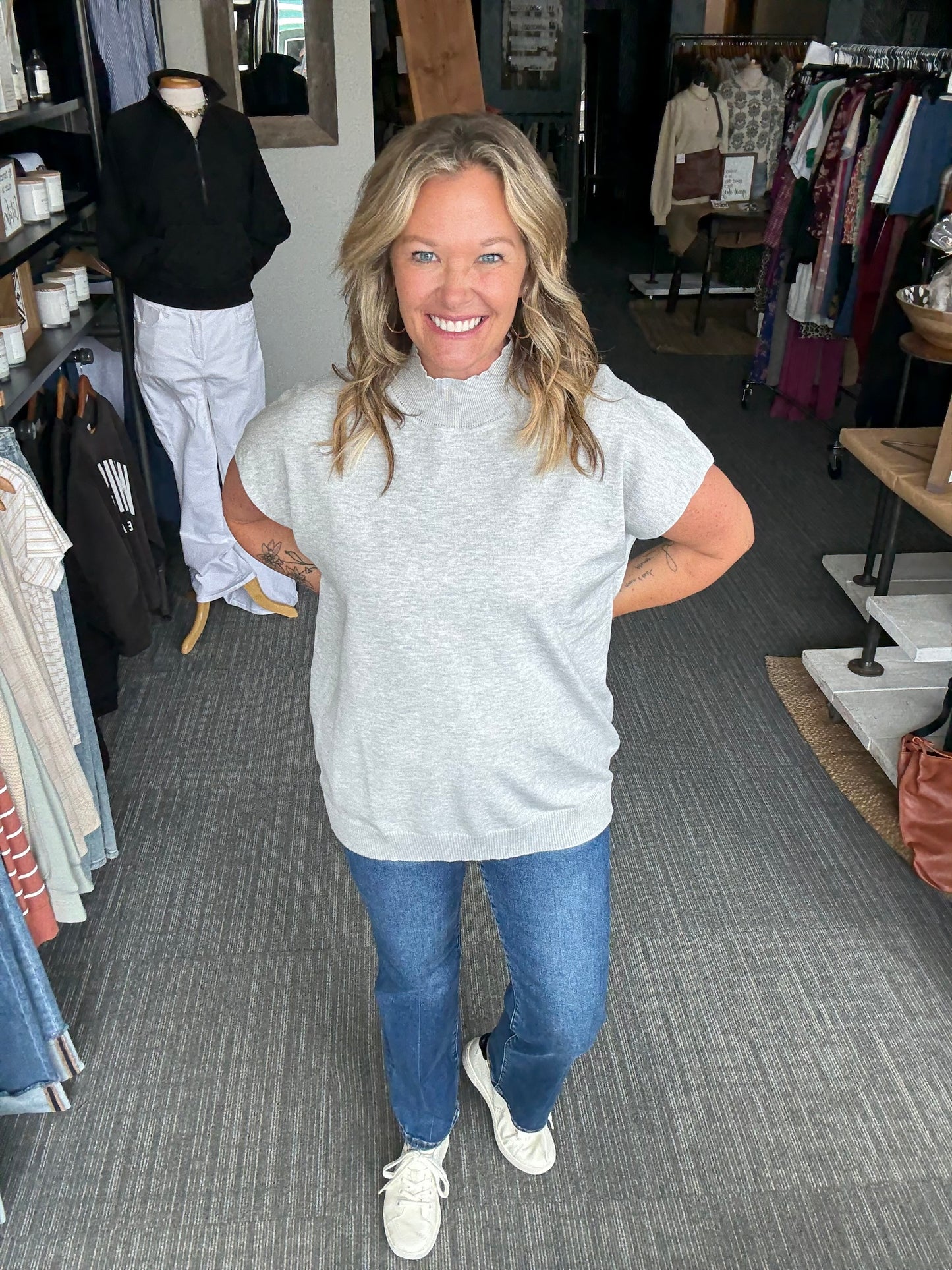 Heiley knit mock neck top