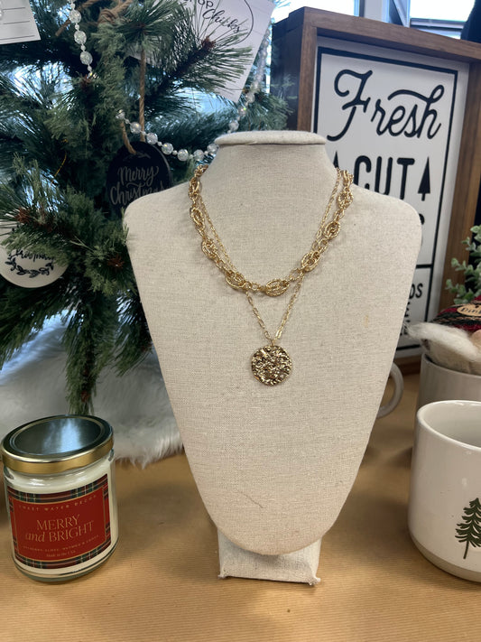 Hammered Gold Coin Necklace