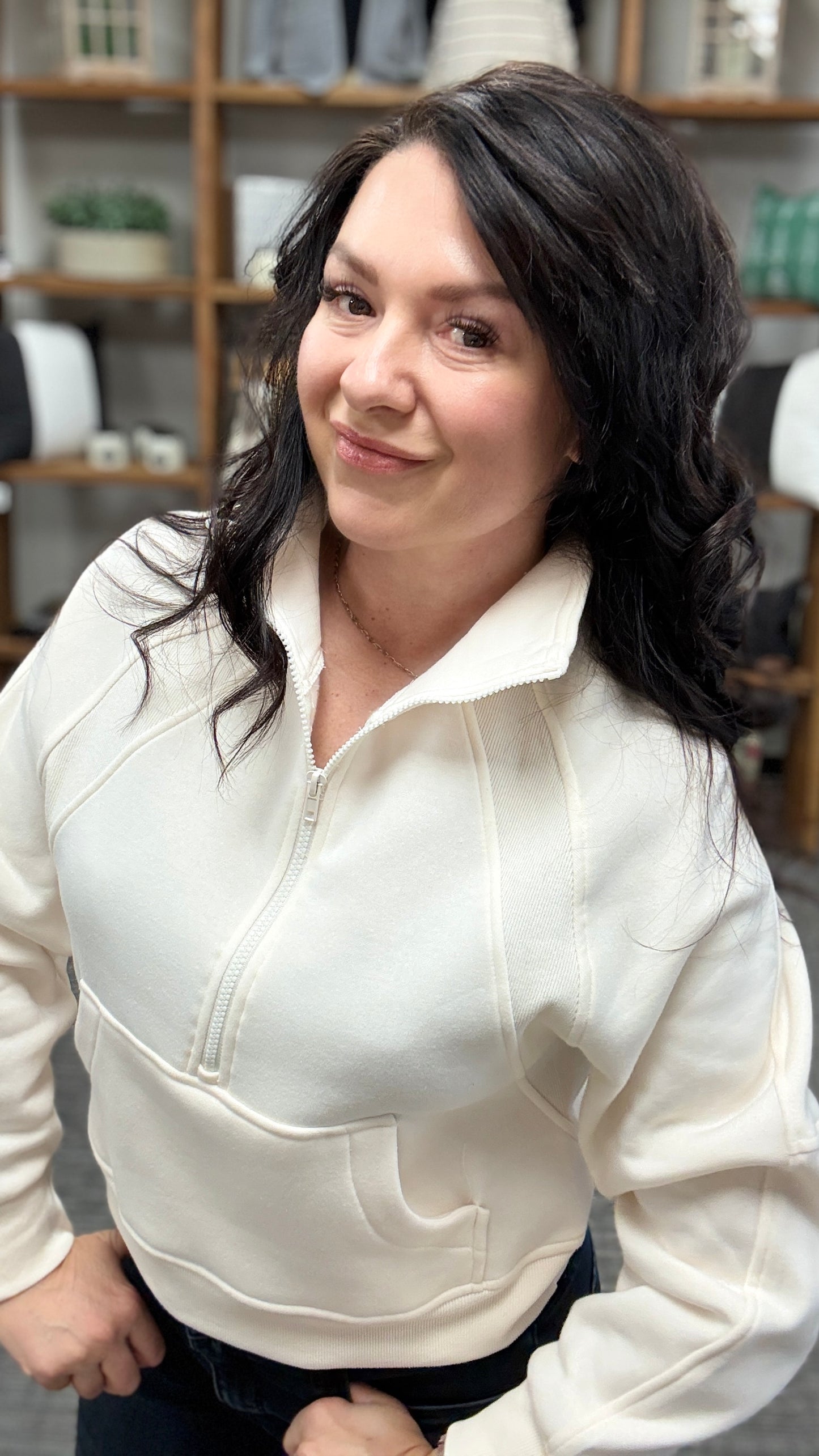 Fleece Half Zip Kangaroo sweatshirt