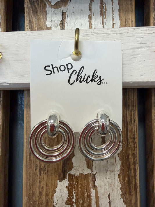 Silver 1" Triple Round Earring