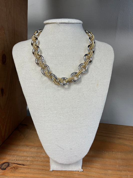 Two Tone Textured Necklace