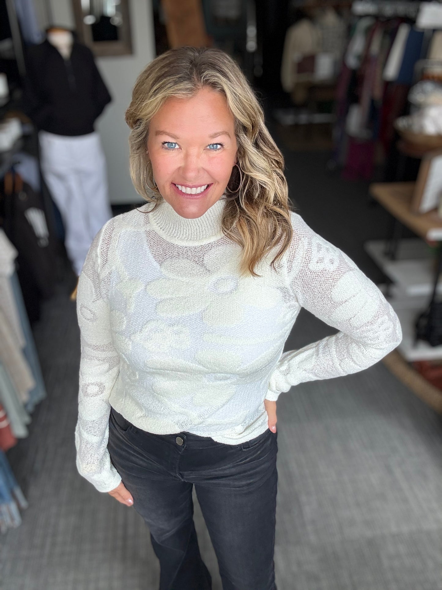 Jess jacquard textured top