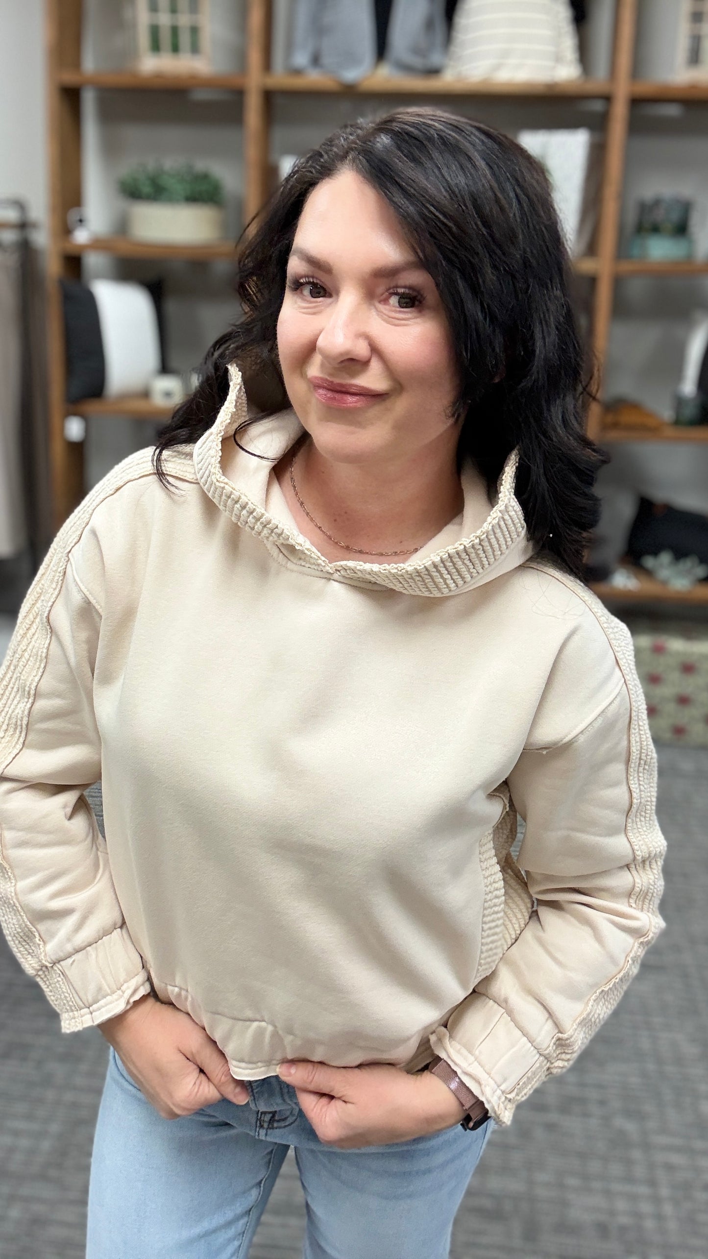 Vintage White Hooded Sweatshirt