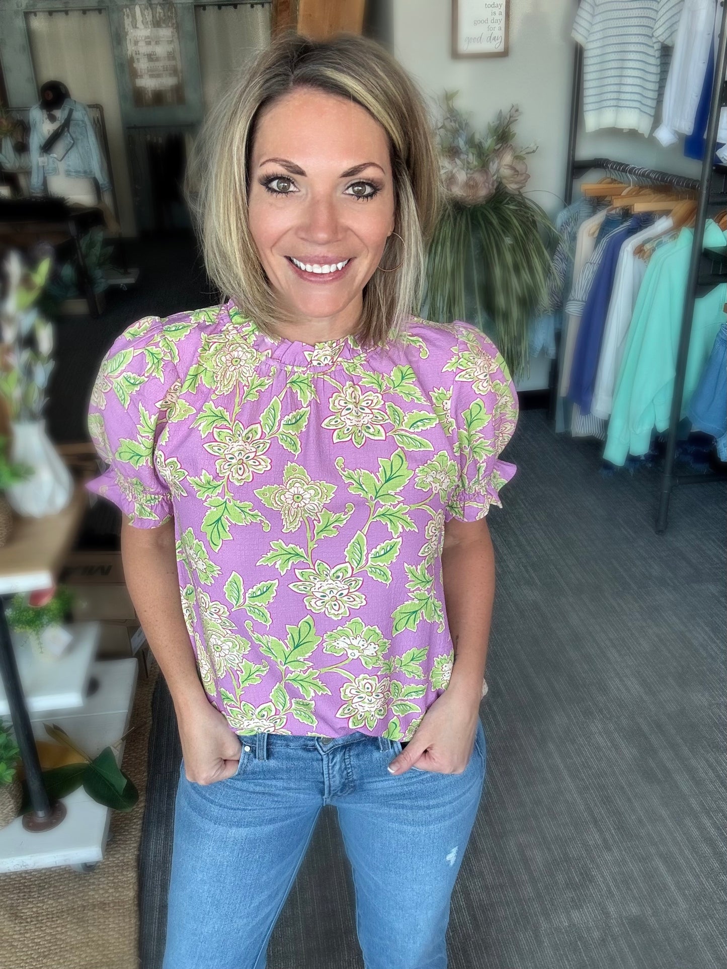 Lavender Floral Blouse