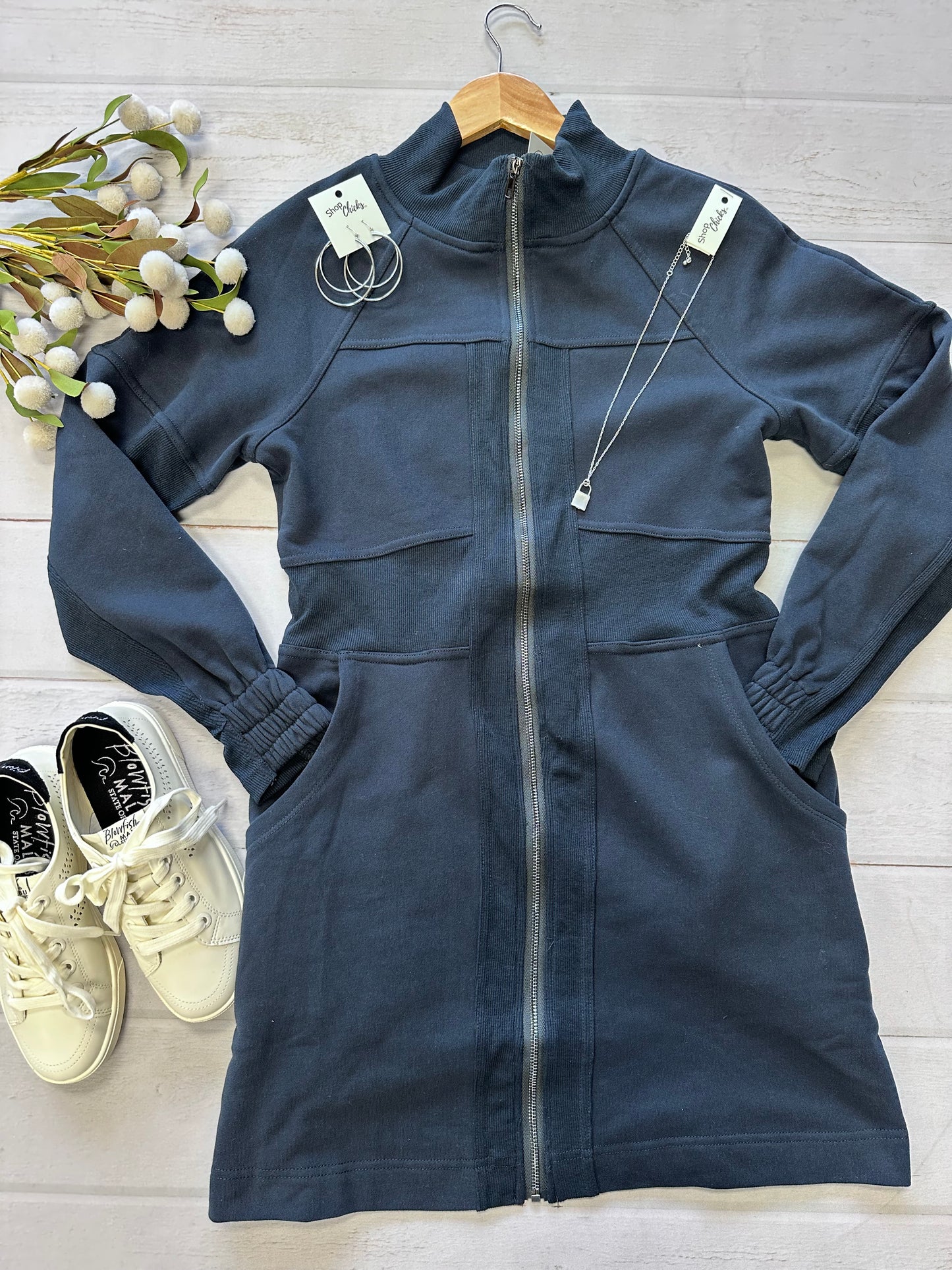 Navy French Terry Mini Dress