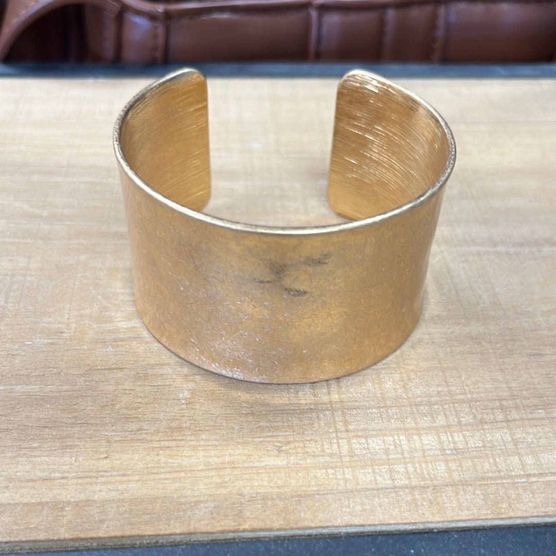 Worn Gold Wide Cuff Bracelet