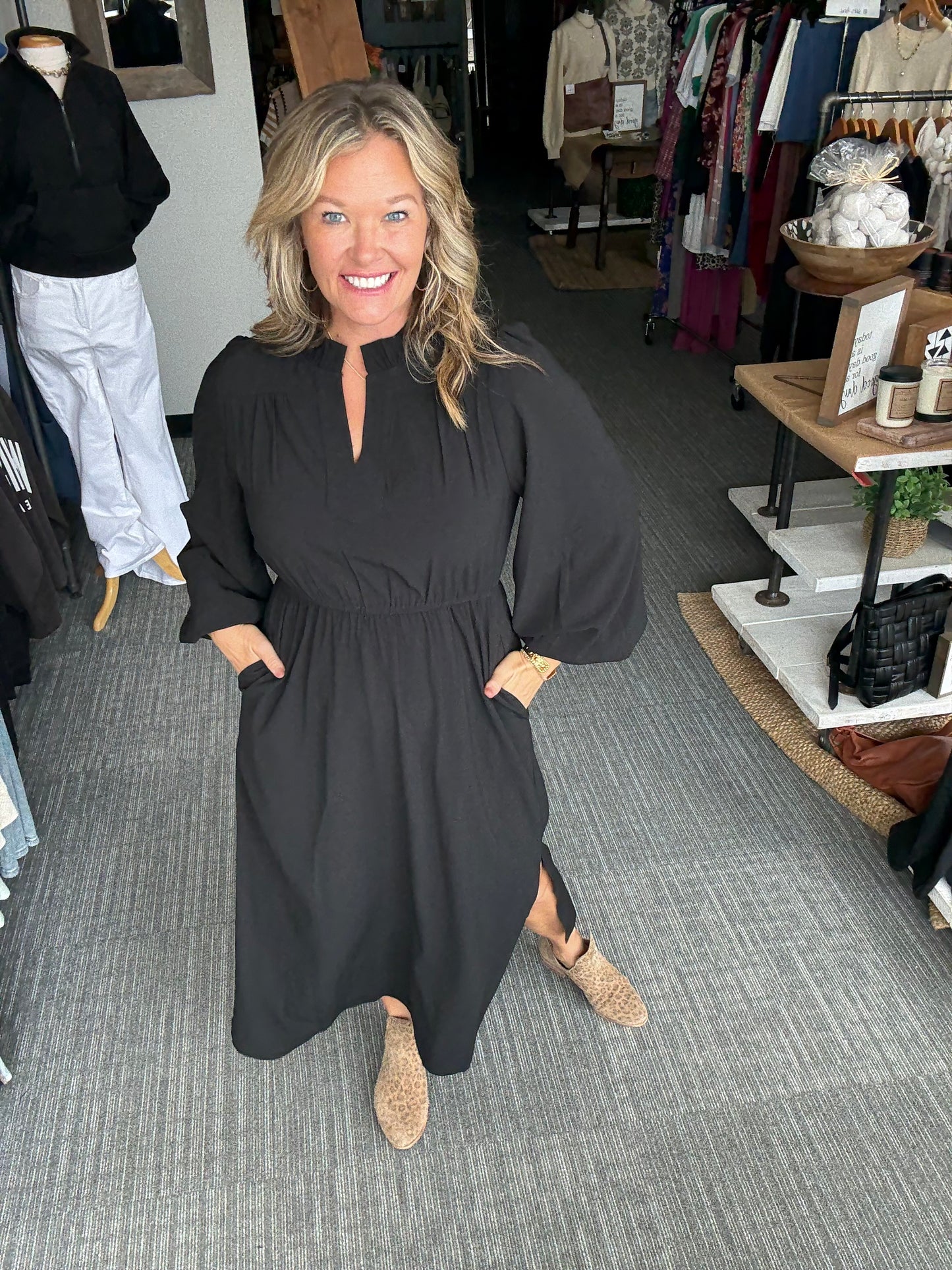 Carmen Side Slit Midi Dress