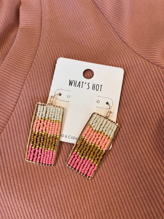 Pink ombré seed bead earrings