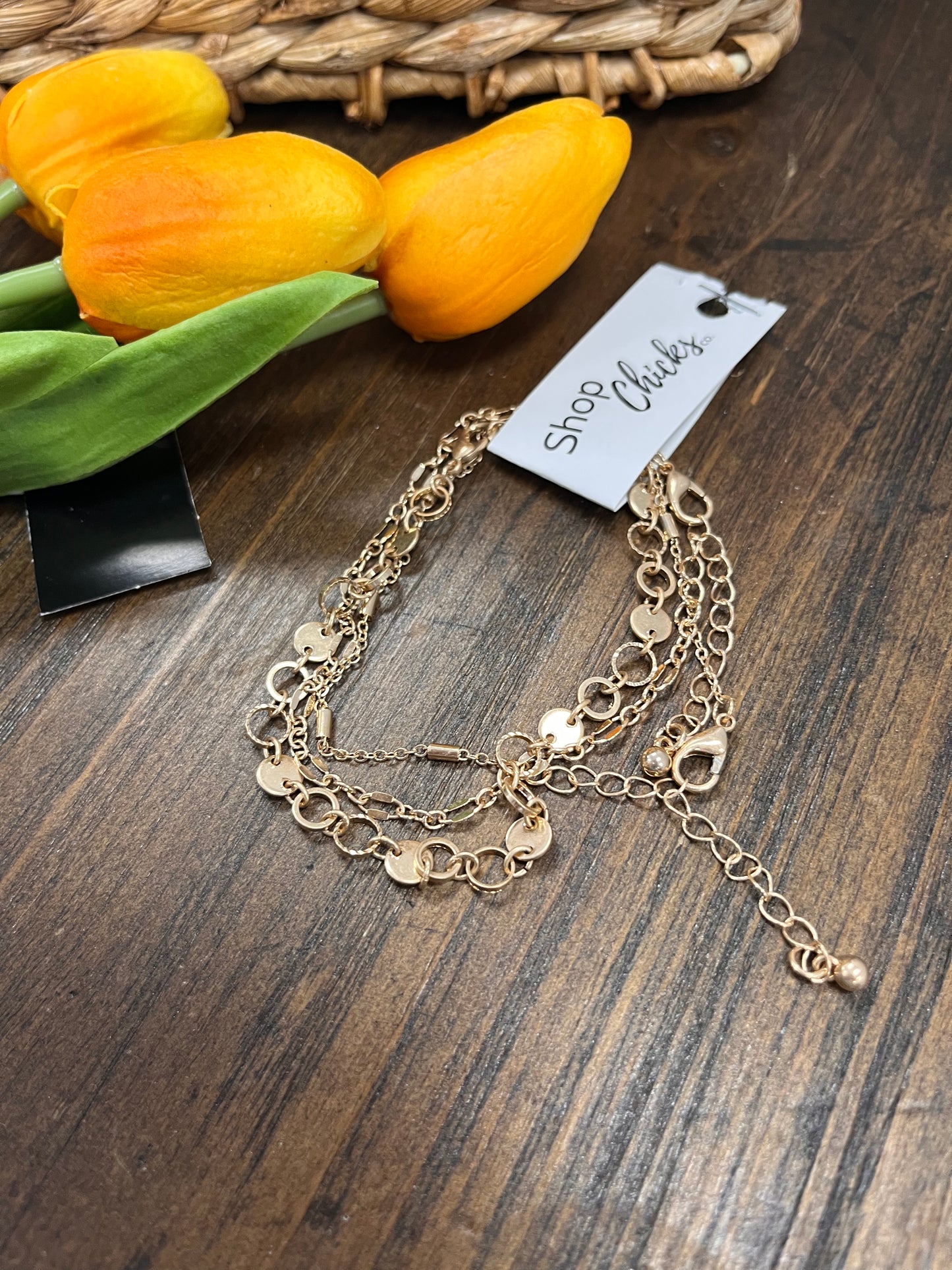 Gold 3 chain bracelet