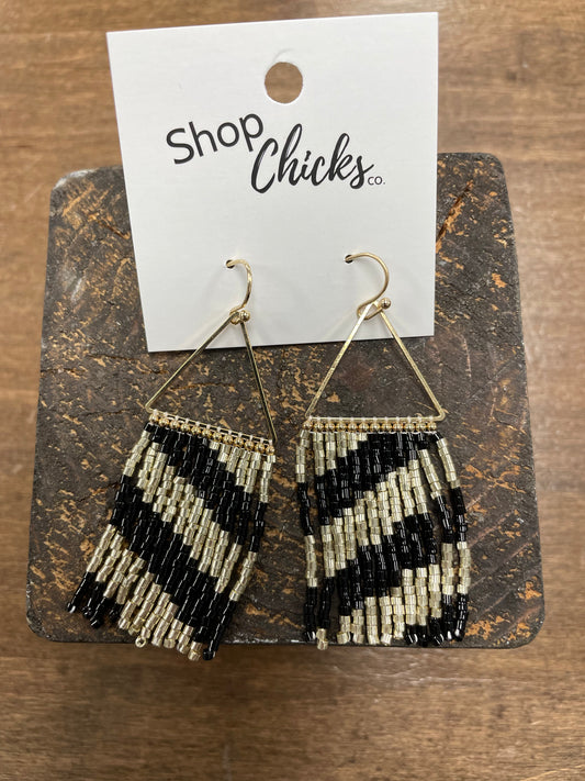 Black/Gold Seed Bead Earring