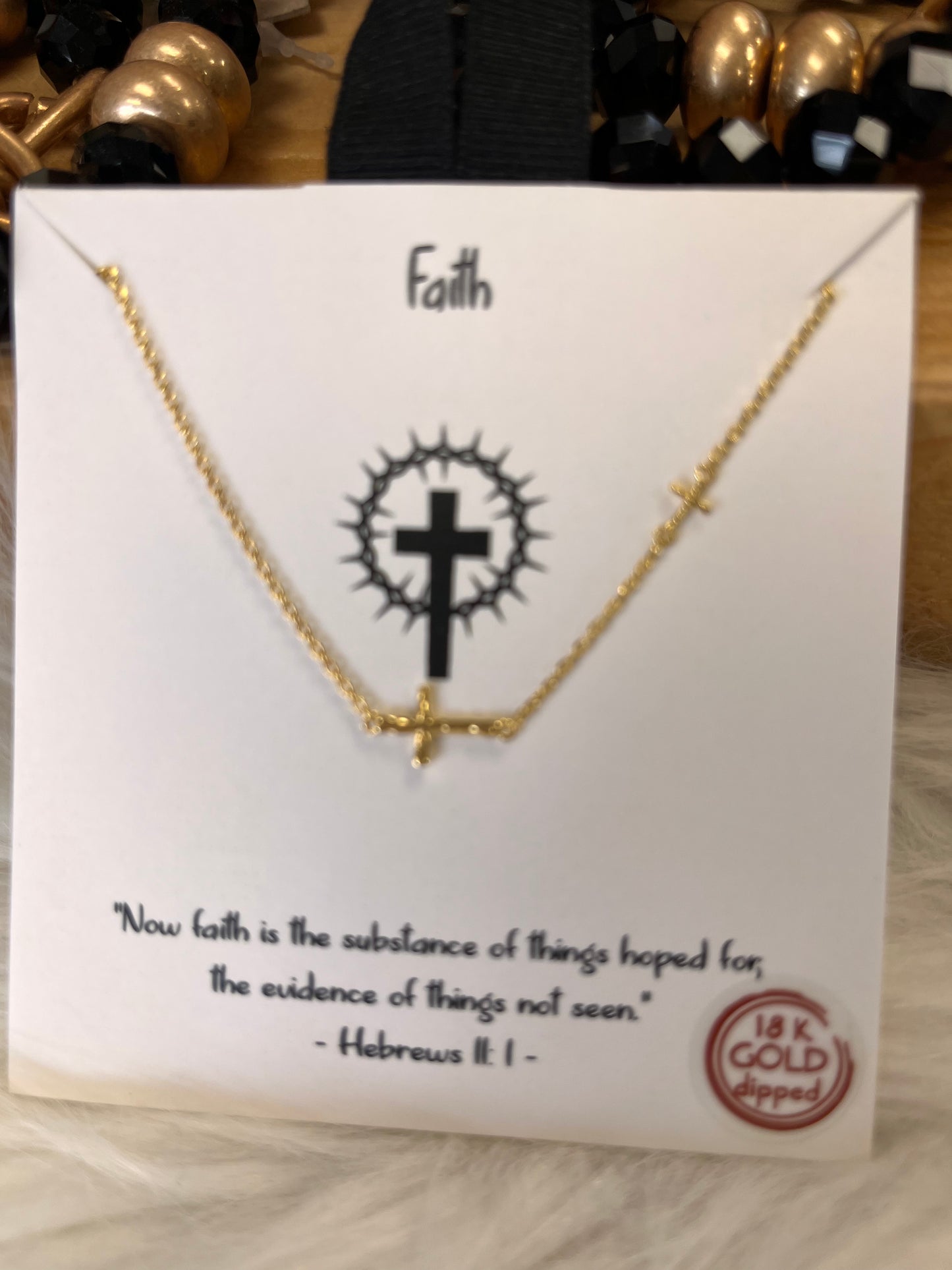 Faith Double Cross Gold Necklace