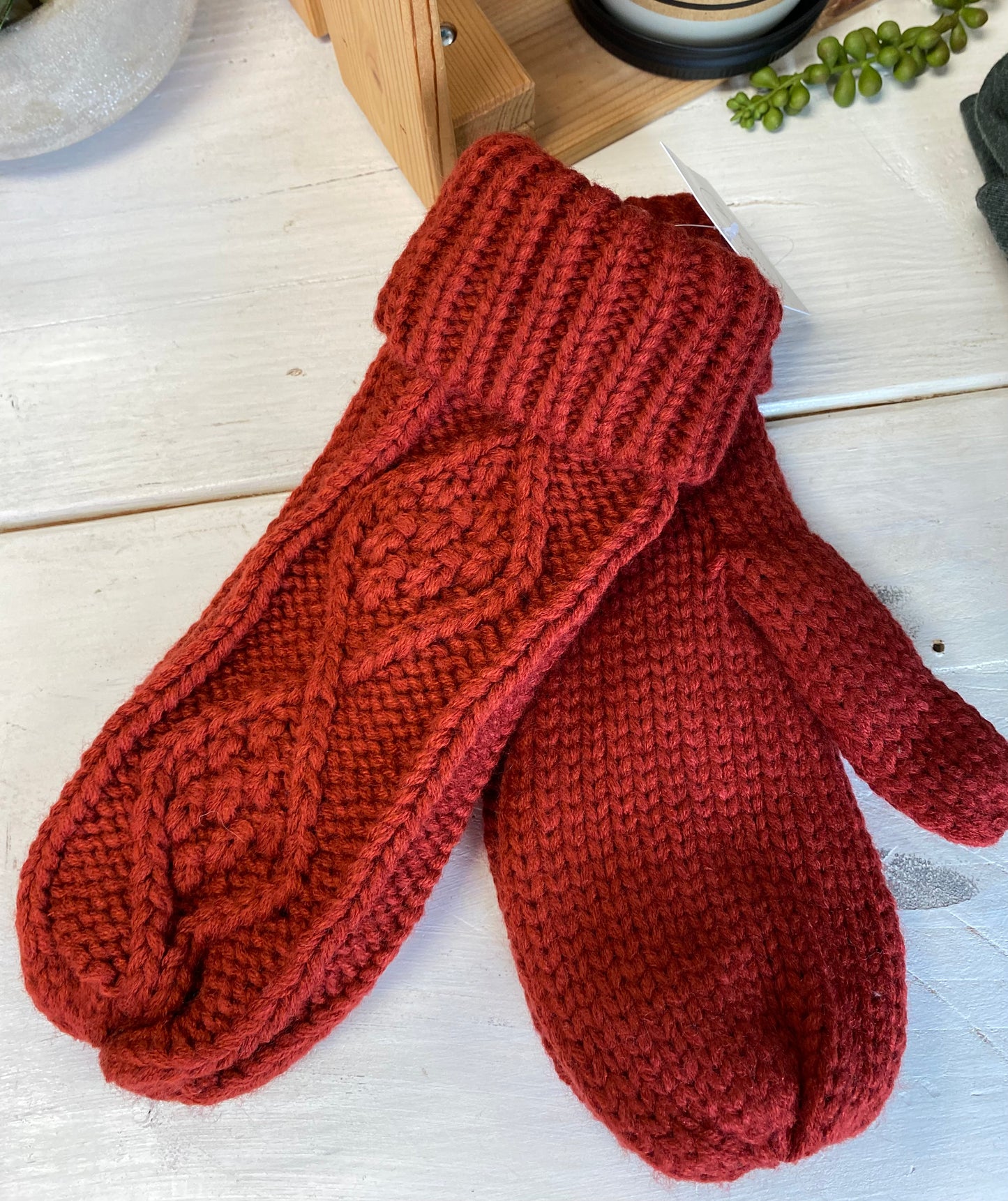 Red Cable Mittens