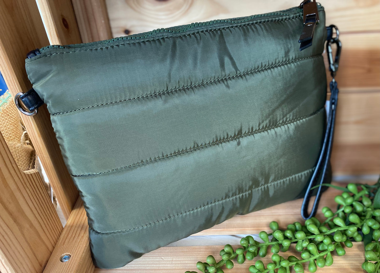 Olive Quilted Crossbody